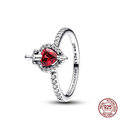 New 925 Silver Sun and Moon Love Princess Zircon Oxide Enamel Heart Love Ring Fashion Fine Jewelry For Women Gift Hypoallergenic