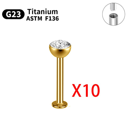 1/5/10pcs G23 Titanium Piercings Labret Stud Lip Nose piercing kit Eyebrow C rod Body Jewelry ASTM-F136 Cartilage Earring