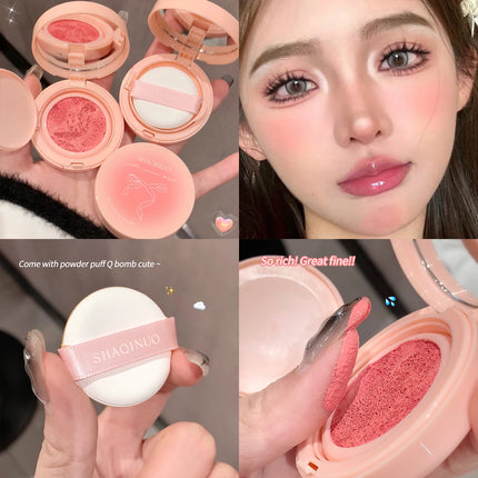 Creamy Air Cushion Blush Hydrating Matte Pink Natural Cheek Tint Brighten Face Waterproof Silky Liquid Blusher Cream With Puff