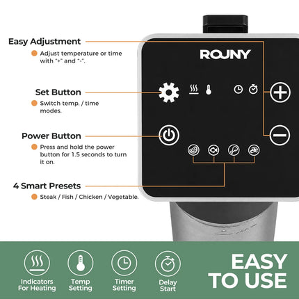 ROUNY 1300W Sous Vide Cooker IPX7 Waterproof Vacuum Slow Cooker LED Touch Immersion Circulator Accurate Cooking Machine