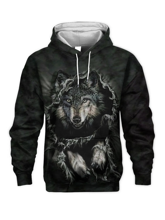 Fashion Animal Men's Hoodie Wolf 3D Print Fall Sweatshirt Hoodie Street Casual Sweatshirt Y2K Men's Oversized Unisex Clothing