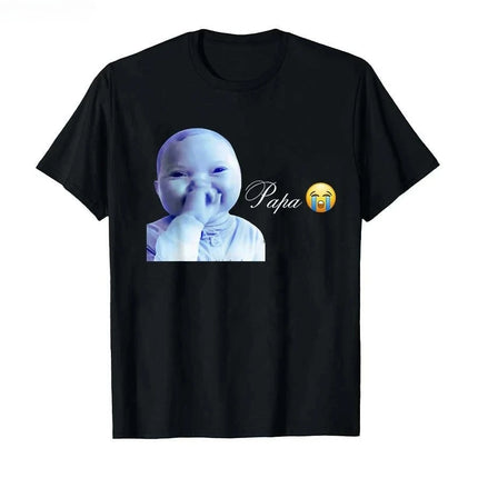 Funny AI Baby Holding Laugh Meme Viral Trend T-shirt for Women T Shirts Short Sleeve Tops Streetwear Women's Tees Casual Clothes