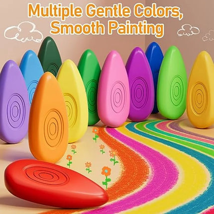 Toddler Crayons 12 Count, Non Toxic Washable Crayons for Toddlers 1-3, Easy-Grip Water-Drop Shape for Little Hands, Toddler Col