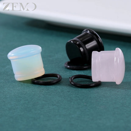 ZEMO 2pcs/lot Natural Stone Ear Plugs and Tunnels Unisex Punk Large Gauges Single Flare Flesh Stretcher Expander Piercings 4-18MM