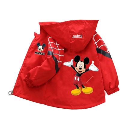 Children's Mickey Hooded Jacket 1-10 Years Autumn Boy's Windbreaker Zipper Hoodie Baby Boys Birthday Present Jacket Cosplay Coat