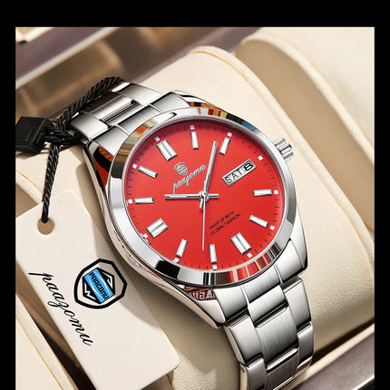 PAAZOMU Top Luxury Man Watch Waterproof Stainless Steel Men Wristwatch Luminous Date Week Fashion Business Quartz Men's Watches