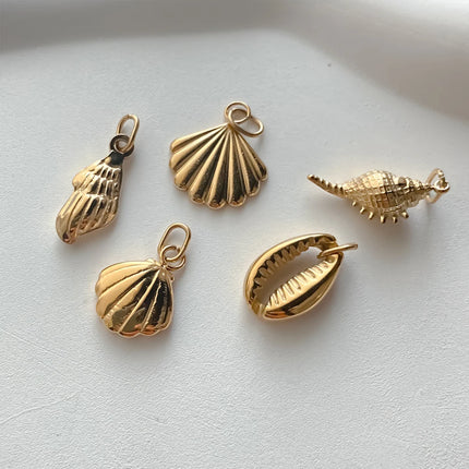 Stainless Steel charms Ocean shell conch golden pendant Summer beach Handmade Necklace Bracelet DIY charms for jewelry making