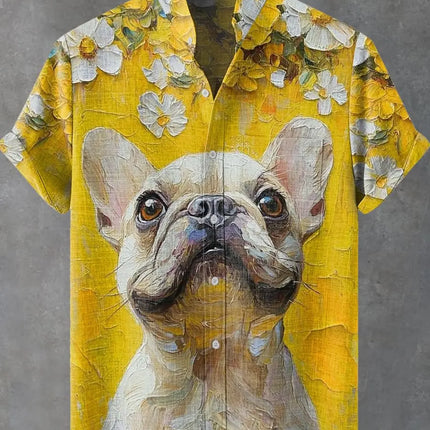Men's Casual Fashion New Shirt Art 3D Animal Printing Pet Dog Pattern Shirt Casual Comfort Fashion Shirt