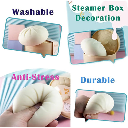 Cute Colorful Flour Steamed Buns Pinch Giant Smile Facial Expression Dumpling Squishy Ornaments Office Stress Sensory Kids Gift