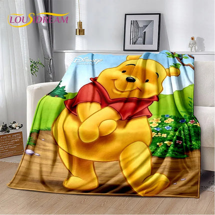 Cute Winnie Pooh Bear Cartoon Soft Flannel Blanket for Bed Bedroom Sofa Picnic,Throw Blanket for Outdoors Leisure Gift Kid Cover