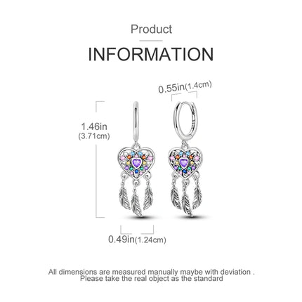 925 Sterling Silver Purple Series Feather Butterfly Dream Catcher Firefly Zircon Earrings for Women Luxury Jewelry Wedding Gift