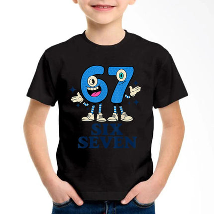 New Funny Six Seven Italian Brainrot 67 Number Graphic Print T-Shirt Boy/Girl Summer Short Sleeved Kids Comfortable T-shirt Top