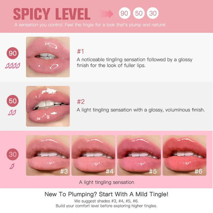 Original Soft Pink Crystal Spicy Shine Lip Plumper High-Shine Lasting Moisturizing Lip Oil Hydrate Smooth Nourish Instant Plump