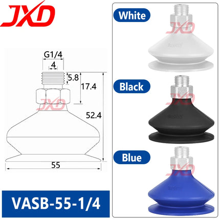 JXD Vacuum Suction Cup for Industrial Manipulator: VASB-30-1/8, Silicone Suction Nozzle VAS-15-1/8, Metal Fitting Suction Cup
