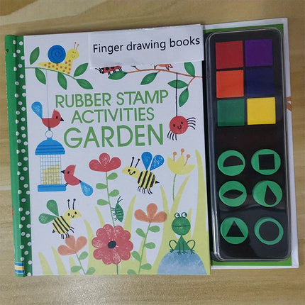 Fingerprinting Books With Rubber Stamps Ink Pad Activities Doodling Book Animal Garden DIY Craft Toy