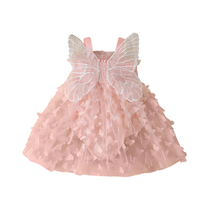 Pudcoco Infant Newborn Baby Girls Rompers Dress, Sleeveless Pleated Butterfly Tulle Patchwork A-line Dress for Party 0-24M
