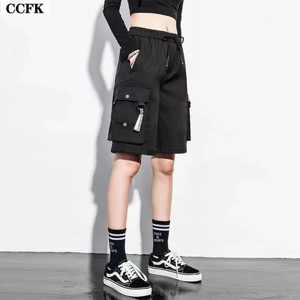 Techwear Women's Military Cargo Shorts Summer Multi Pocket Shorts Joggers Harajuku Casual Fitness Work Pants Grunge 2023 Beach