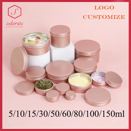 10/20/50/100pcs 5ml 10ml Matte Rose Gold Jar 30ml Cream Pink Aluminum Case 50ml 60ml Lip Balm Pot Cosmetic Container 150ml 4201