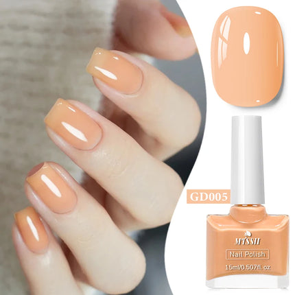 Mtssii 15ml Water-Based Nail Polish Quick Drying,Nude Glitter Red Nail Varnish,Odorless,Durable,Peelable,No-bake Nail Polish