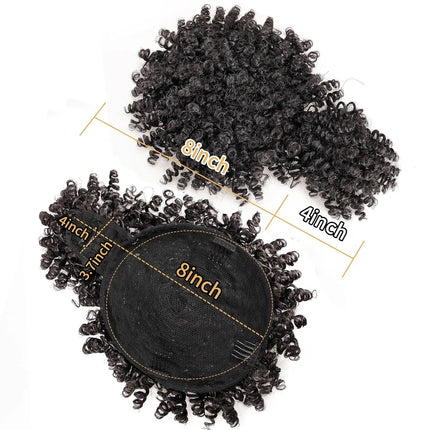 Afro Puff Drawstring Ponytail with Bangs Pineapple Updo Hair for Black Women, Short Kinky Curly Synthetic Ponytail Bun