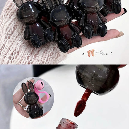 Gege Bear Pink Rabbit Velvet Matte Lip Cream Black Rabbit Water light lip glaze matte mirror pendant lipstick lip gloss