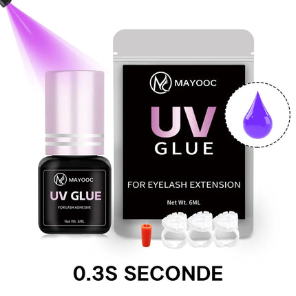 MAYOOC UV Eyelash Glue Adhesive Eyelash Extensions 0.1S Fast Drying Strong False Eye Lash Extension Glue Lasting Custom Logo