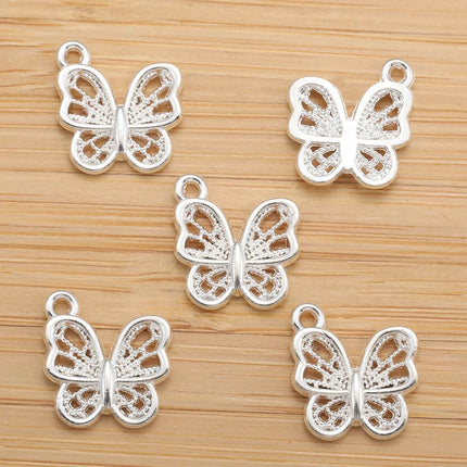 30pcs 6 Colors butterfly Charms For Bracelets Necklace Pendant DIY Handmade Jewelry Making accessories 12*13mm D2143