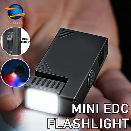 Powerful Mini COB LED Keychain Flashlight USB C Rechargeable Hanging Work Light Waterproof Keyring Camping Walking Pocket Lamp