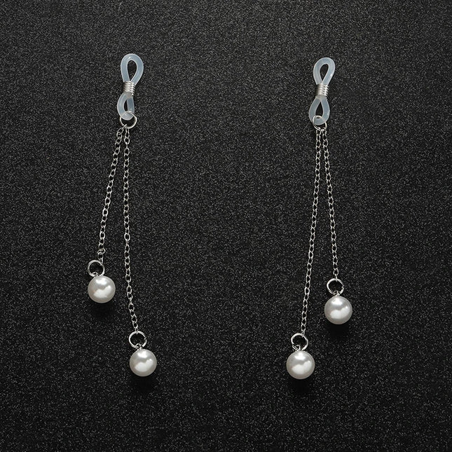 ✰✪1 Pair Sexy Vintage Pearl Pendant Nipple Clip Chest Chain Suitable For Wearing At Nightclubs, Parties, And Valentine's Day
