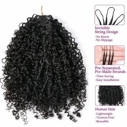 Kinky Curls Crochet Human Hair Pre Separated Knotless Miracle Knot Braids 12A Small Spirals Curly Crochet Human Hair Extensions