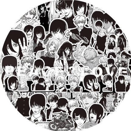 10/30/75pcs Chainsaw Man Anime Stickers Cool Black White Manga Graffiti Sticker Decoration Laptop Water Bottle Phone Decals Gift