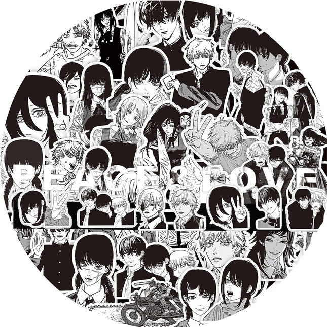 10/30/75pcs Chainsaw Man Anime Stickers Cool Black White Manga Graffiti Sticker Decoration Laptop Water Bottle Phone Decals Gift
