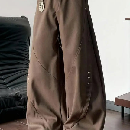 Y2k Wide Leg Suit Pants Men Casual Drape Straight Baggy Curved Dress Pants Business Work Wear Trousers Streetwear