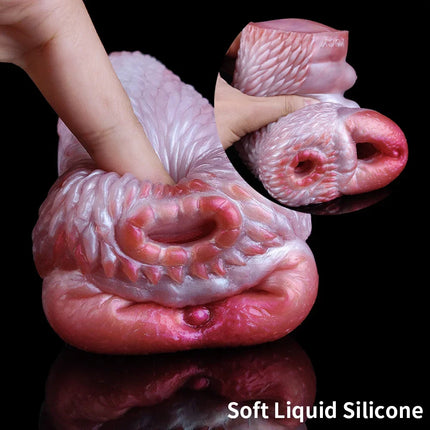 HMYAD Canine Companion Dual Tunnel Masturbator 557g Silicone Pocket Pussy Men's Penis Training Aid with Vaginal & Anal Channels