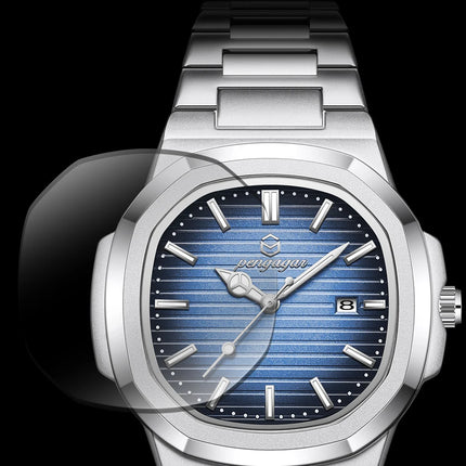 2025 New Luxury Military Man Watch Square Waterproof Luminous Date Week Men Watch Stainless Steel Quartz Men's Watches Reloj+box
