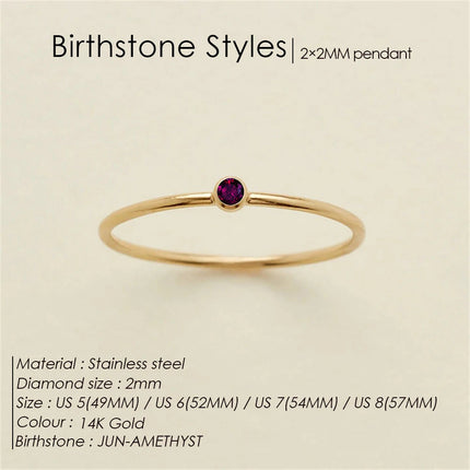 eManco Stainless Steel Birthstone Ring  Gold Color Simple Fashion Style For Women Festival Party Gift