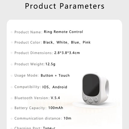Tiktok Scrolling Ring Remote Control Touchpad Camera Shutter Mouse Ring for Short Video Control Compatible with iPhone iPad