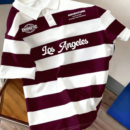 2026 Summer Best-selling Men's Short-Sleeved Polo Shirt with 3D Stripes Pattern Print for Outdoor Sports Leisure and Fashion