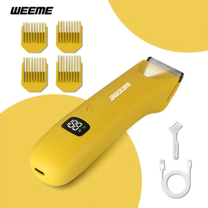 LED Bikini Body Trimmer Painless Hair Removal USB-C LCD 4 Guide Combs 90Min Skin Friendly Cordless for Women Men Gift