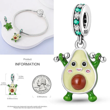 New 925 Sterling Silver Cactus Four Leaf Clover Charm Spring Green Series Bead Pendant For Original Beads Bracelet DIY Jewelry