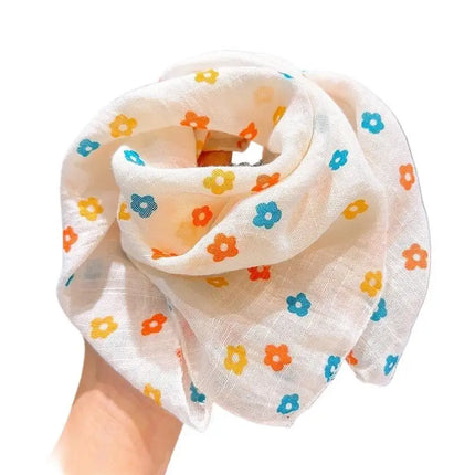Thin Baby Scarf for Girls, Soft Skin-Friendly Chiffon Neck Warmer, Cute & Versatile Square Scarf for Toddlers in Autumn, Winter
