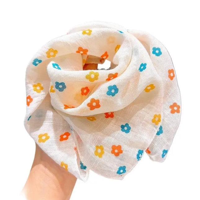 Thin Baby Scarf for Girls, Soft Skin-Friendly Chiffon Neck Warmer, Cute & Versatile Square Scarf for Toddlers in Autumn, Winter