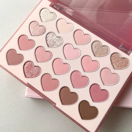 Sweet Pink 20 Color Heart Shaped Eyeshadow Plate Pearl Glitter Purple Eyeshadow Pink Blusher Naturally Brightens Korean Makeup