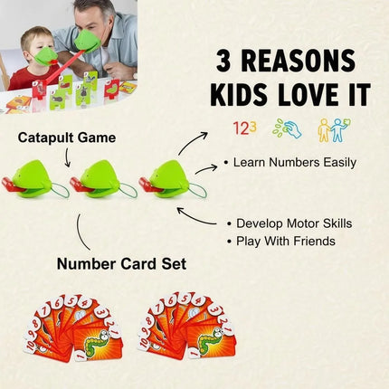 Funny Frog Mask Wagging Tongue Games Two/Four People Parent-child Interaction Frog Mask with Blow Tongue with Cards Desktop Game