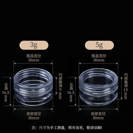 100pcs 2g/5g/10g Empty Plastic Jar Pots Transparent Sample Bottles Eyeshadow Cream Lip Balm Container Portable Makeup Jar