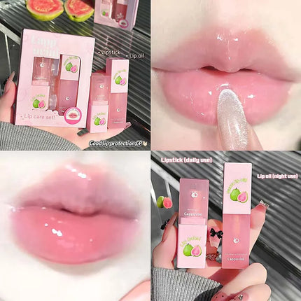 Guava Lip Care Set Fade Liplines Moisturizing Lip Balm Kit Hydrating Lip Gloss Relieve Dryness Soothing Lips Jelly Lips Mask Set
