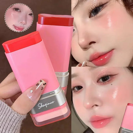 1pcs Multi Use Blush Cream Cushion Stick Natural Nude Makeup Lip Cheek Tint Portable Long Lasting Hydrating Cosmetic Makeup