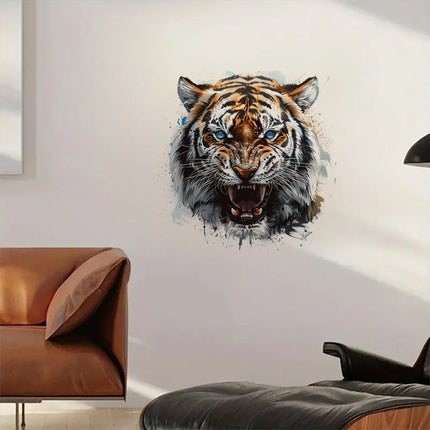 Vibrant Tiger Head Vinyl Decal Stickers, Bright Wall for Home, Cabinet, Door,Refrigerator Decoration, Vinyl Car Decals, Art Wall