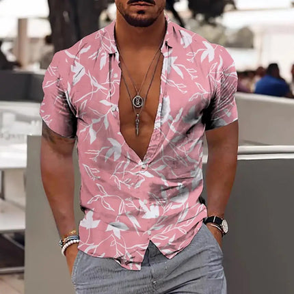 2023 Summer Animal Crane Men's Hawaiian Shirt 3d Plant Floral Print Plus Size Beach Flower