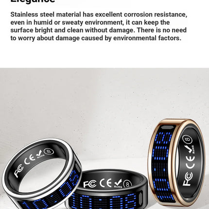 2026 Smart Ring Call ID Reminder Heart Rate Blood Pressure Monitor Men Women Smartring 5ATM Waterproof Health Multi Sports